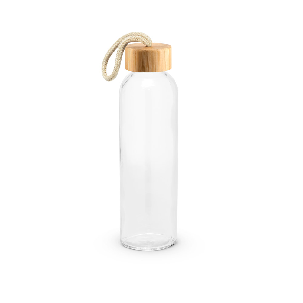 SQUEEZE PARA SUBLIMAÇÃO EM VIDRO COM TAMPA EM BAMBU (500 ML)
