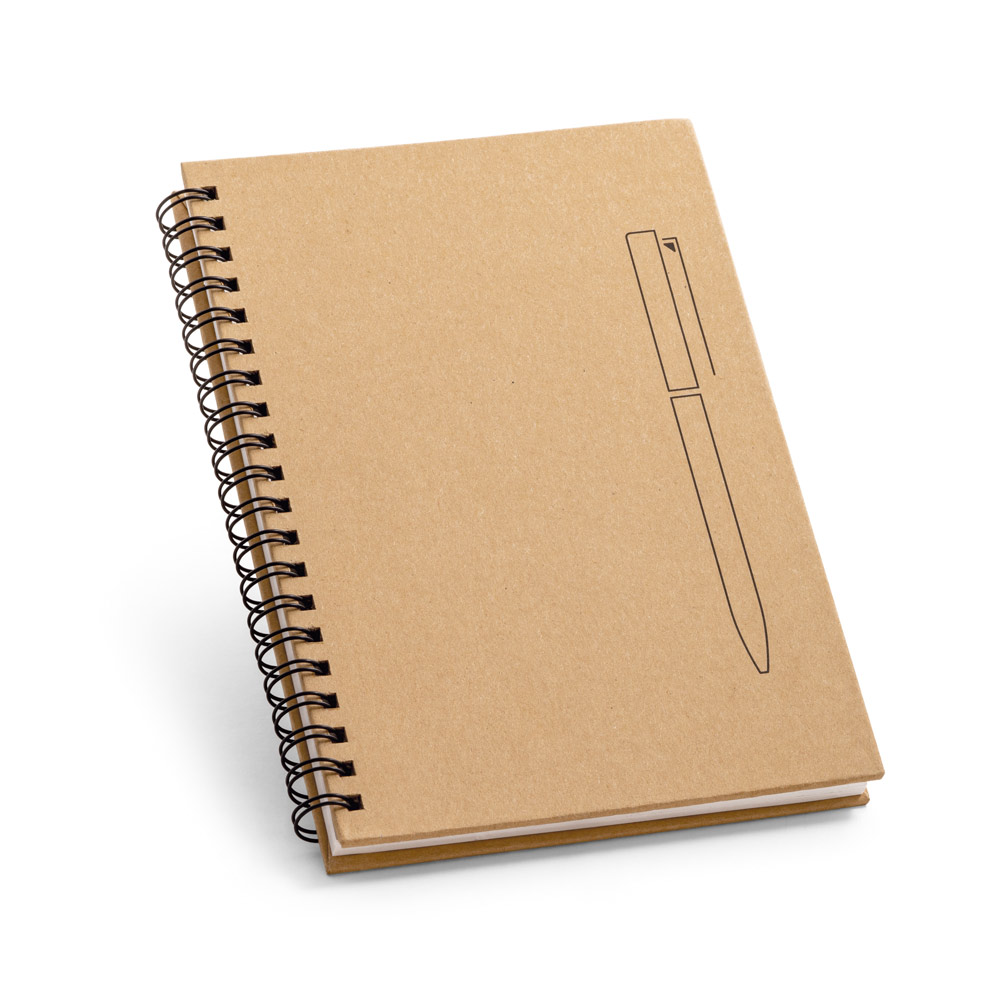 CADERNO B6 DE CAPA DURA EM PAPEL KRAFT (120 G/M²), COM PÁGINAS LISAS