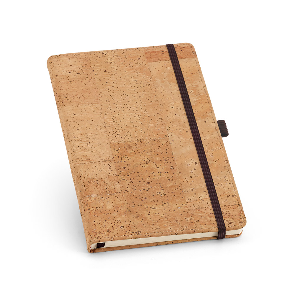 CADERNO A5 EM CORTIÇA COM PÁGINAS LISAS