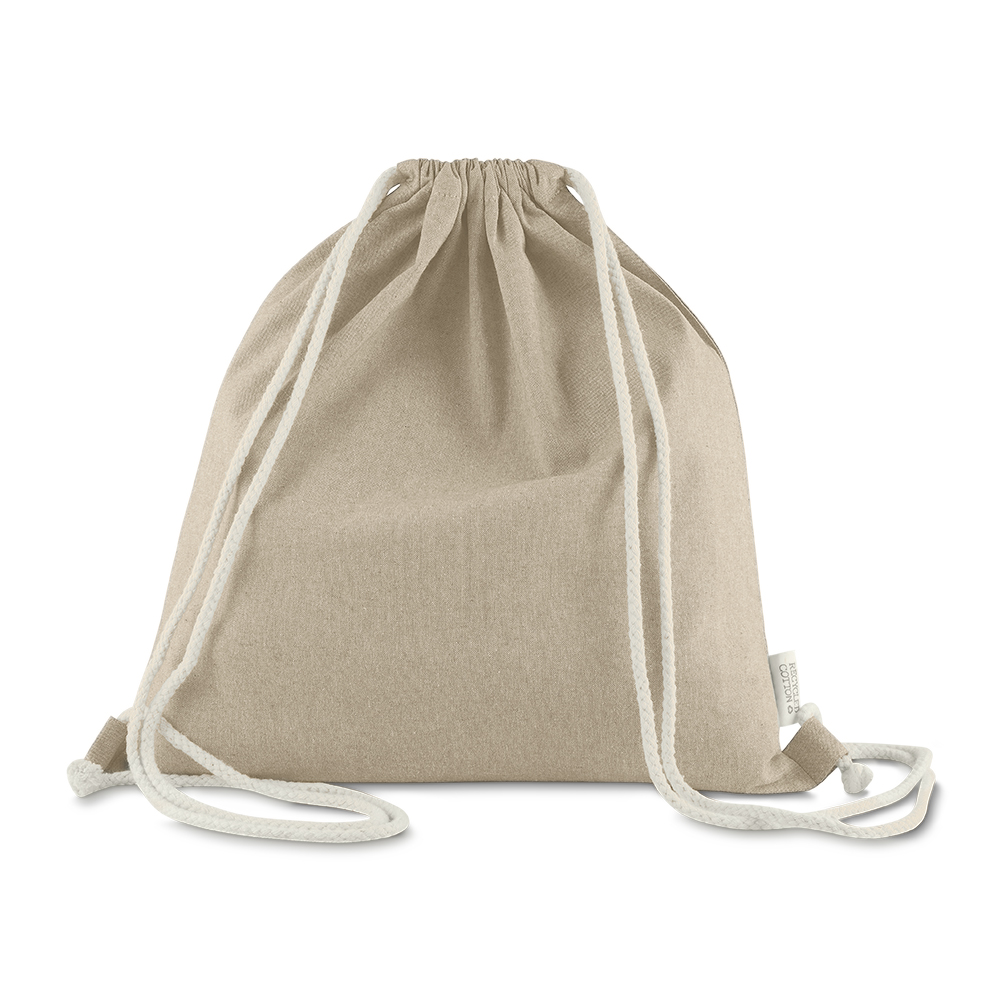 SACOLA/MOCHILA EM ALGODÃO MESCLA RECICLADO 140G/M² - BEGE