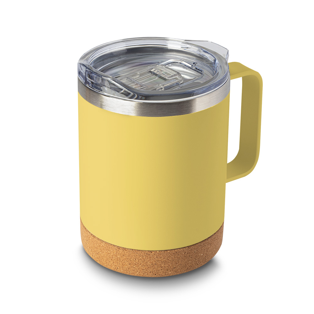 CANECA TÉRMICA EM AÇO INOX - AMARELO, 350ML