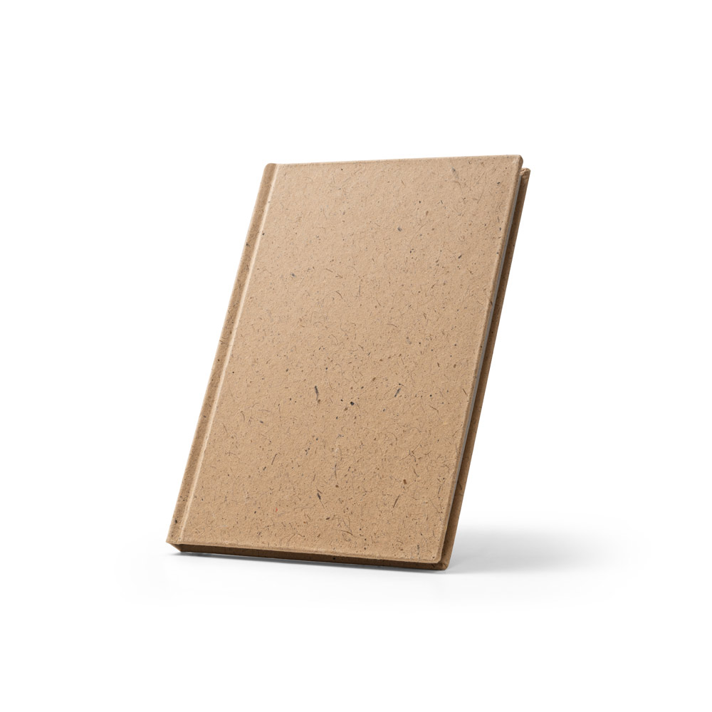CADERNO A5 EM CASCA DE COCO (60%) E TRAPOS DE ALGODÃO (40%), COM 160 PÁGINAS PAUTADAS RECICLADAS