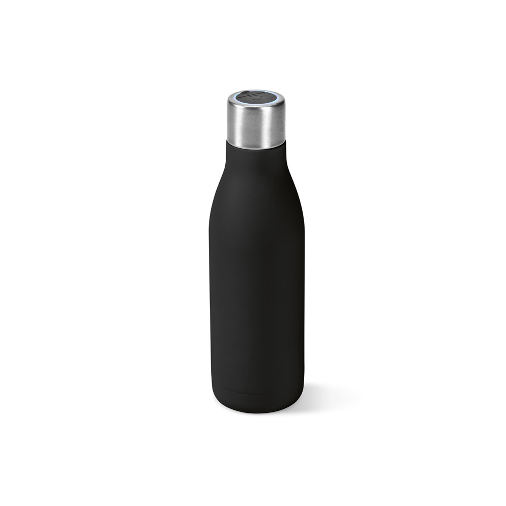GARRAFA TÉRMICA EM AÇO INOX 90% RECICLADO DE PAREDE DUPLA COM SISTEMA DE AUTO-SANITIZAÇÃO UV (500 ML)