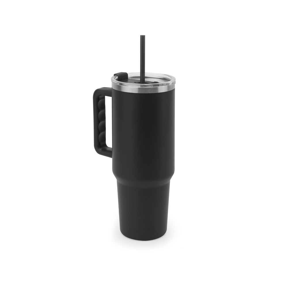 COPO DE VIAGEM TÉRMICO, DE GRANDE DIMENSÃO, EM AÇO INOXIDÁVEL 91% RECICLADO DE PAREDE DUPLA ISOLADA A VÁCUO (1300 ML)