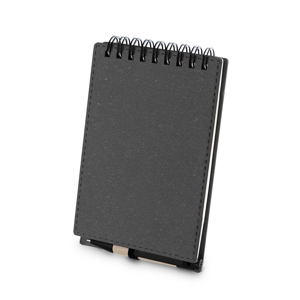 MINI CADERNO A6 DE ANOTAÇÕES COM CANETA - PRETO