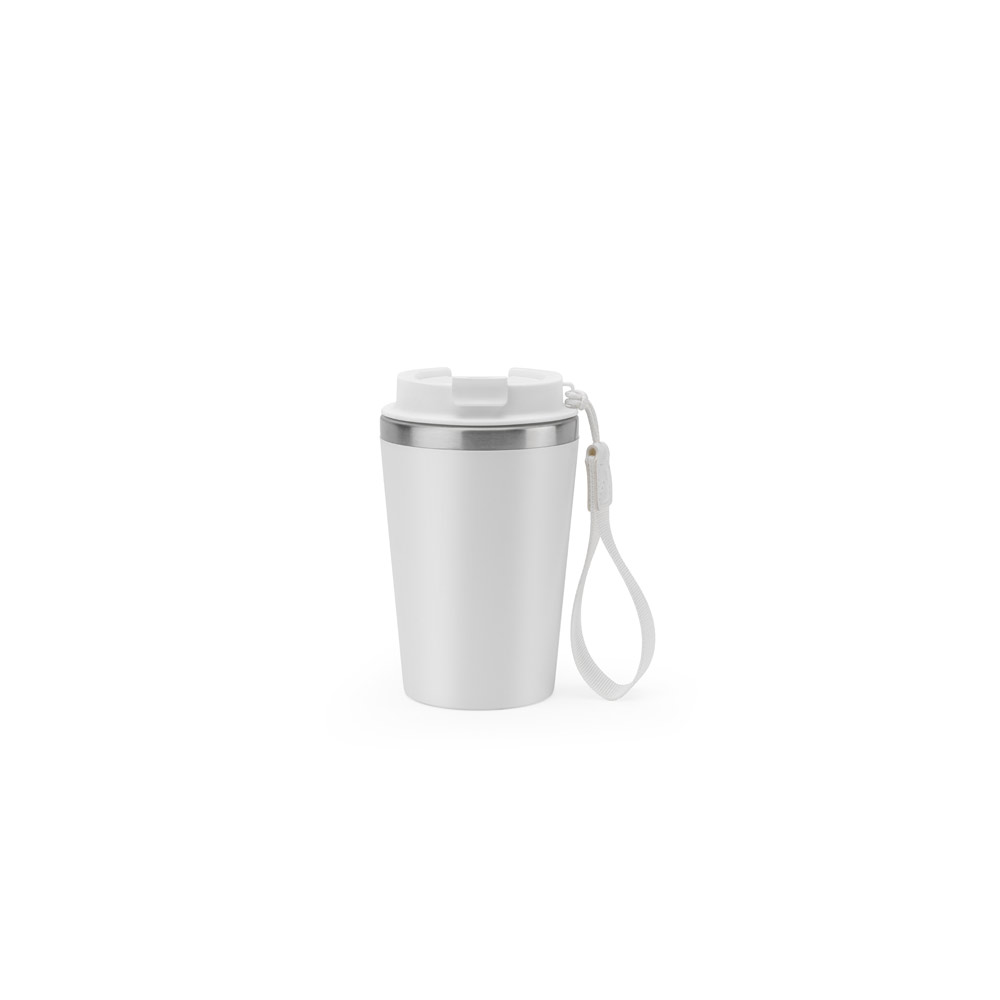 COPO DE VIAGEM TÉRMICO EM AÇO INOX 90% RECICLADO DE PAREDE DUPLA, COM ACABAMENTO EM MATE (440 ML)