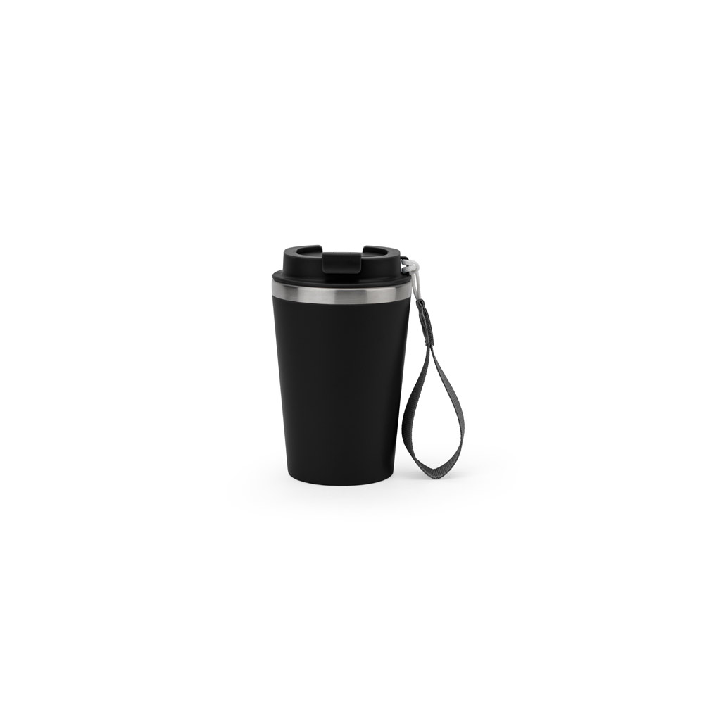 COPO DE VIAGEM TÉRMICO EM AÇO INOX 90% RECICLADO DE PAREDE DUPLA, COM ACABAMENTO EM MATE (440 ML)
